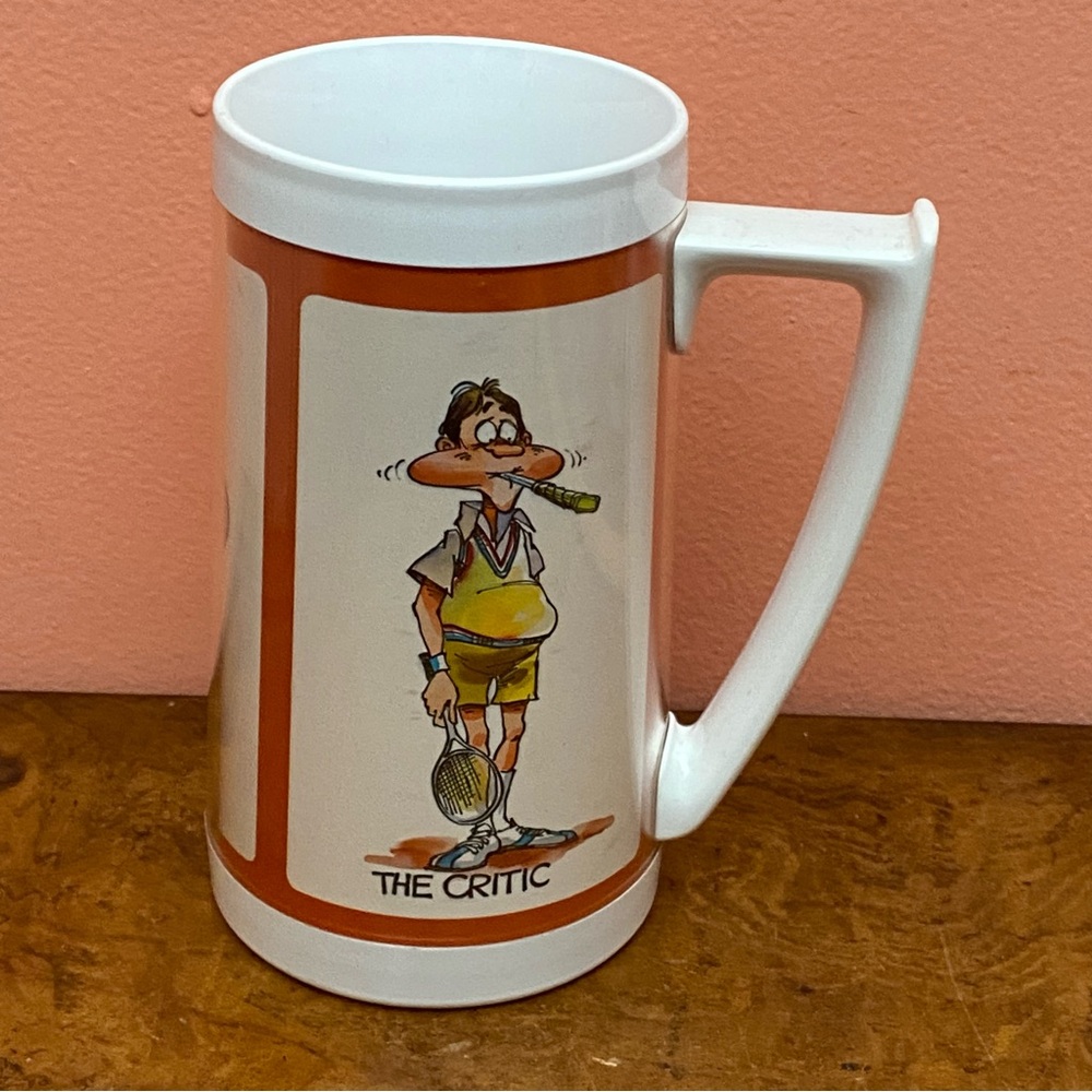 Vintage Thermo Serv Humorous  Tennis Themed Mug